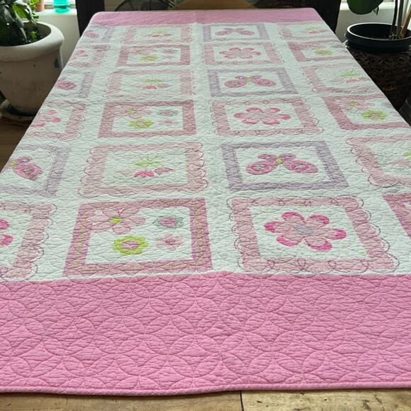 Cozy Line Home Fashions Quilt Bedspread Twin Cotton Kids Pink Floral Reversible - Picture 1 of 11